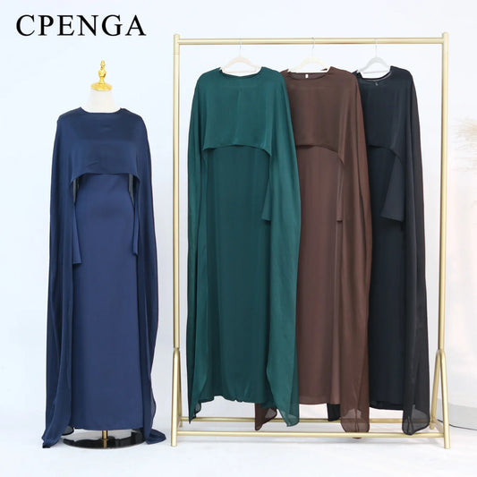 Ramadan 2 Piece Muslim Women Set Dubai Modest Abaya Islam Abayas Femme Elegant Arabic Clothing Fashion Turkey Solid Outfit 2025