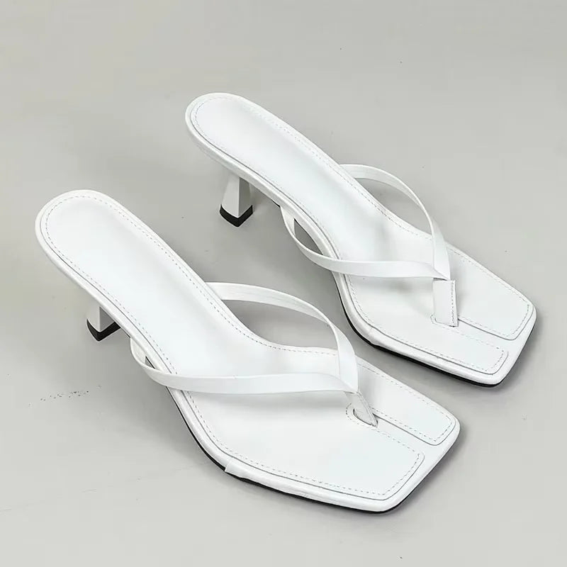 Big Size 43 Ladies Heels Slippers Pumps Shoes Female Casual Footwear Fashion Shallow Women Heeled Sandals Slides Flip flops