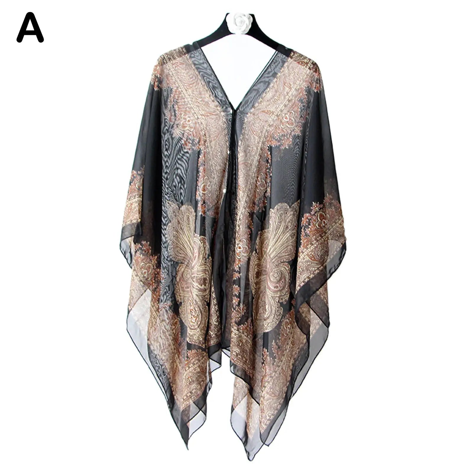 2025 Women Chiffon Beach Cover Up Kaftan Tunic Dress Bikini Swimsuit Sarong Pareo Bathing Suit Resort Wear Swimwear Loose
