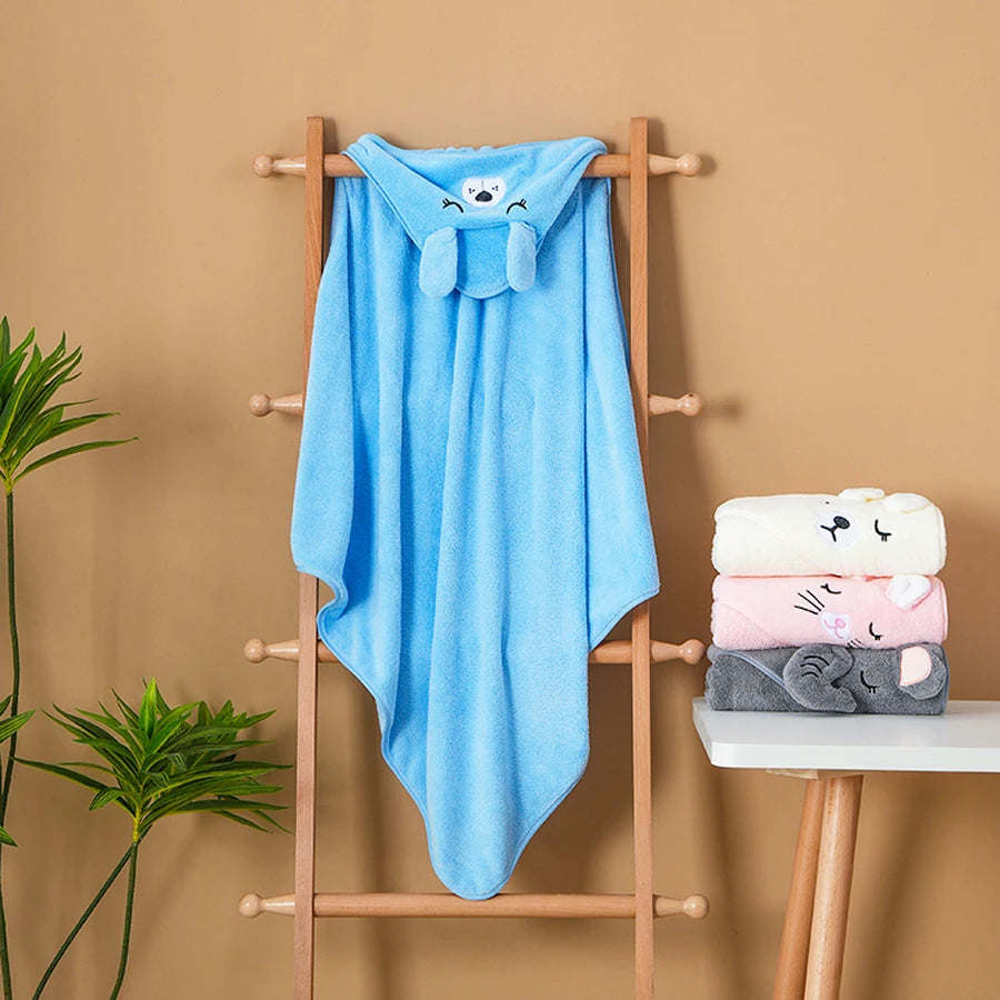 Toddler Bathrobe Infant Bath Towel Boy Girl Blankets Swaddle With Hood Cartoon Coral Fleece Towel Blanket Newborn Kids Bedding