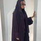 Ramadan Eid Women Gray Black Dubai Khimar Abaya Islam Muslim Kimono Hijab Dress Set Kebaya Kaftan Djellaba Robe Femme Musulmane