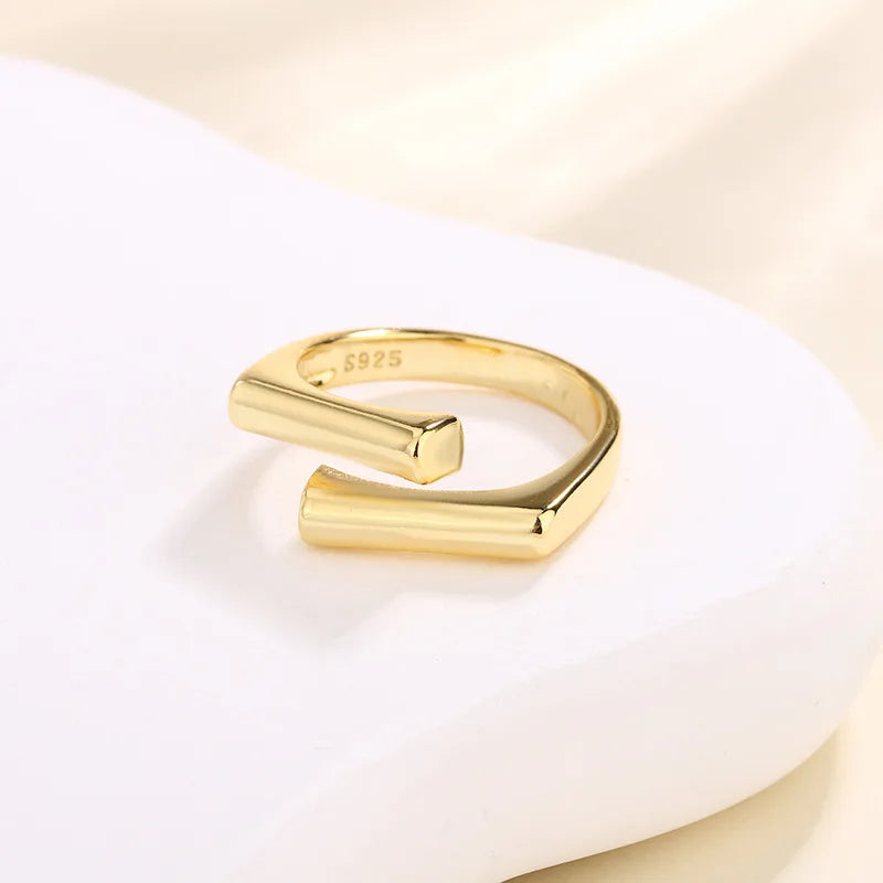 925 Sterling Silver Irregular Rectangle Open Women's Rings Engagement Luxury Designer Jewelry Wholesale Jewellery Moneys 925