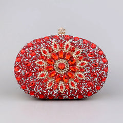 Flower Rhinestones Evening Bags Metal Prom Clutch Diamonds Clutch With Chain Shoulder Handbags Wedding Female Purse