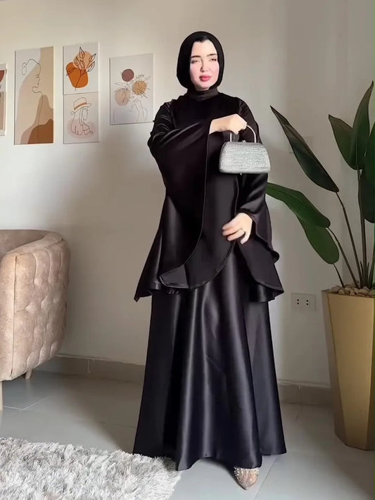 Eid Flare Sleeve Muslim Abaya Women Dresses Sashes Jalabiya Kaftan Solid Vestidos Arab Long Robe Ramadan Morocco Dubai Abayas